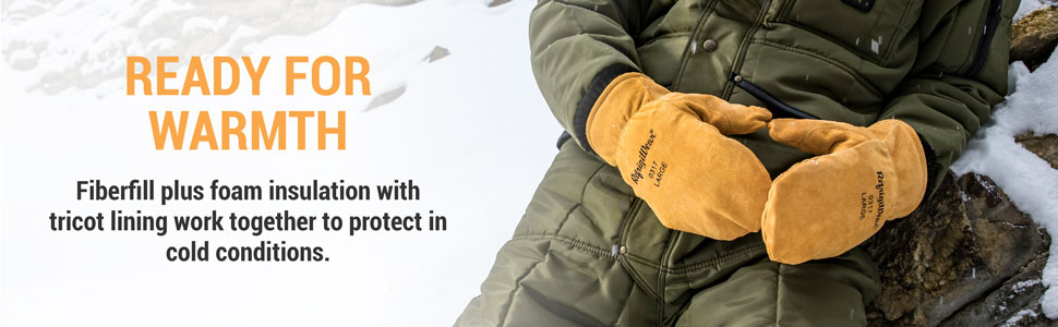Ready for warmth. Fiberfill plus foam insulation with tricot lining work together to protect in cold conditions.