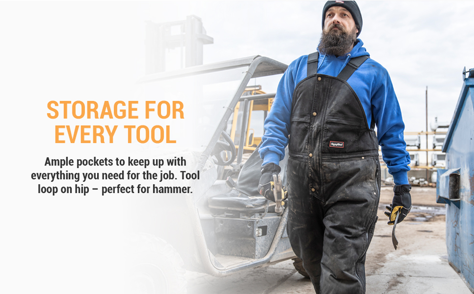 Storage for every tool. Ample pockets to keep up with everything you need for the job. Tool loop on hip - perfect for hammer.