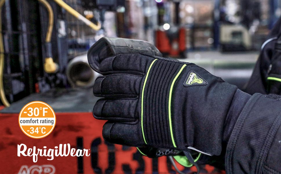 Close up of someone wearing the Extreme Ultra Grip Gloves in freezer