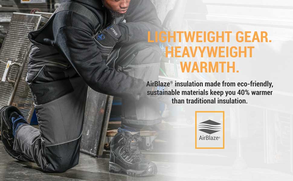 Lightweight gear. Heavyweight Warmth. Airblaze Insulation made from eco-friendly, sustainable materials keep you 40% warmer than traditional insulation.