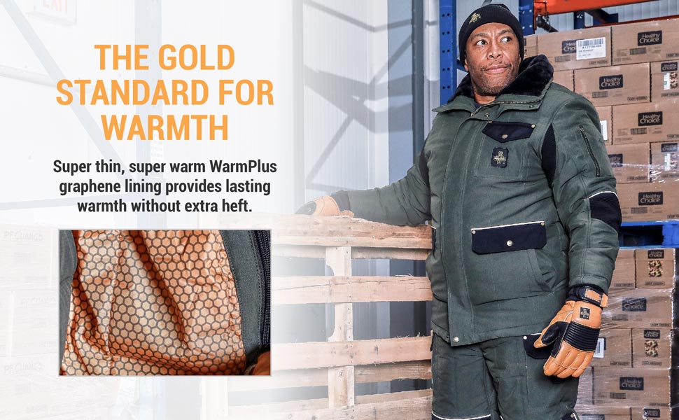 The gold standard for warmth. Super thin, super warm WarmPlus graphene lining provides lasting warmth without extra heft.