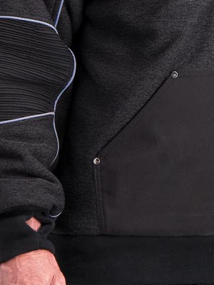 Close up of the Abrasion Panels on the Extreme Hybrid Sweatshirt