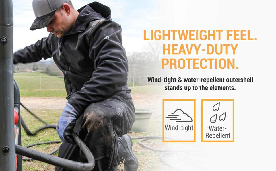 Lightweight feel. Heavy-duty protection. Wind-tight and water-repellent outershell stands up to the elements.