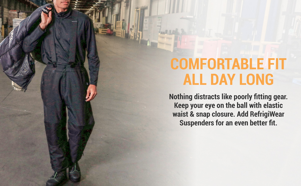 Comfortable fit  all day long. Nothing distracts like poorly fitting gear. Keep you eye on the ball with elastic waist and snap closure. Add RefrigiWear suspenders for an even better fit.