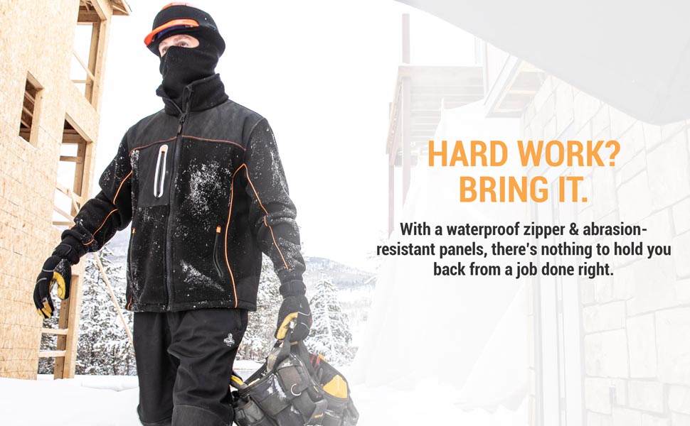 Hard work? Bring it. With a waterproof zipper and abrasion-resistant panels, there's nothing to hold you back from a job done right.